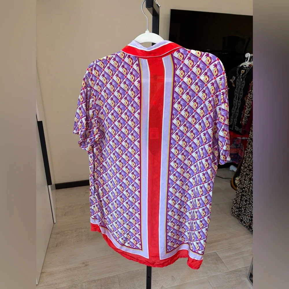 Farm Rio: Multicolor Graphic Pineapple Scarf Shirt - Picture 7 of 13